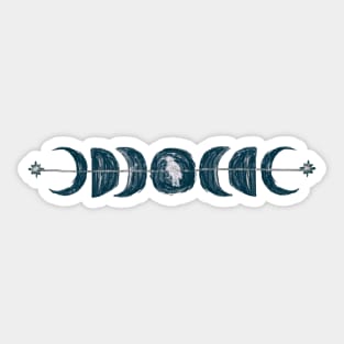 Raven and Moon Phases Grunge Sticker